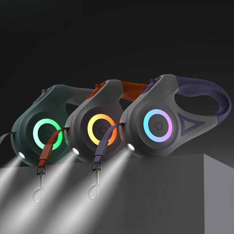 Automatic Retractable Luminous Dog Leash