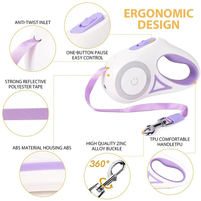 Automatic Retractable Luminous Dog Leash