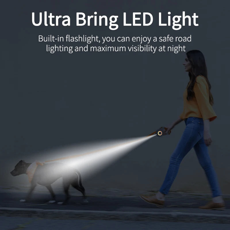 Automatic Retractable Luminous Dog Leash
